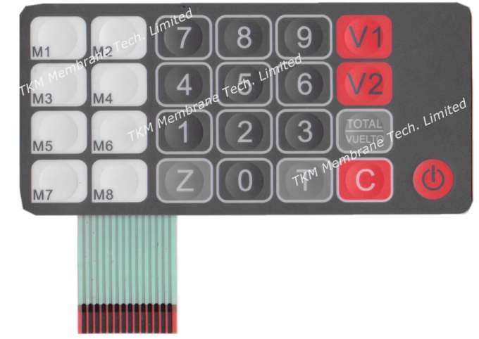 Uso médico táctil del teclado de membrana del interruptor del botón de la bóveda del metal del multicolor